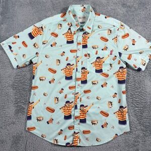 RSVLTS The Sandlot Ham Porter Baseball Button Shirt Mens Medium AOP Hot Dog